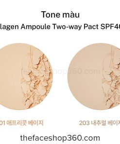 Tone màu Phấn phủ Gold Collagen Ampoule Two-way Pact SPF40++ fmgt The Face Shop