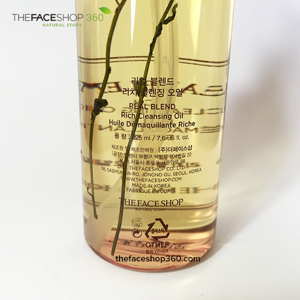 Mặt sau Tinh Dầu Tẩy Trang Real Blend Rich Cleansing Oil TheFaceshop