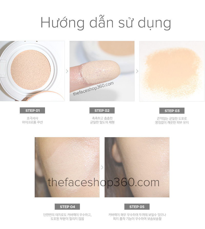 Hướng dẫn sử dụng Oil Control Water Cushion EX SPF50+ PA+++ fmgt