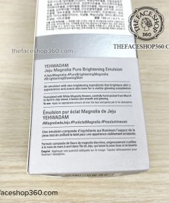 Thông tin Sữa dưỡng trắng sáng da Yehwadam Jeju Magnolia Pure Brightening Emulsion The Face Shop (140ml)