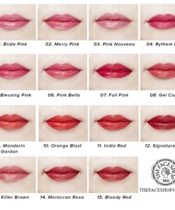 Bảng màu Son Thỏi Collagen Ampoule Lipstick The Face Shop