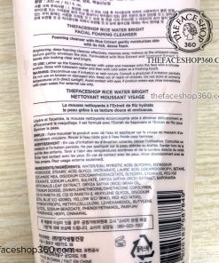 Thông tin Sữa rửa mặt gạo Rice Water Bright Cleansing Foam The Face Shop (300ml)