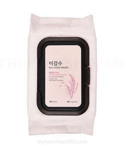 Khăn ướt tẩy trang chiết xuất Gạo Rice Water Bright Cleansing Facial Wipes The Face Shop (50 miếng)