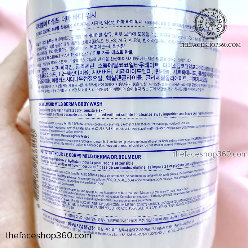Thông tin Sữa tắm dưỡng ẩm phục hồi da Dr. Belmeur Mild Derma Body Wash (500ml)