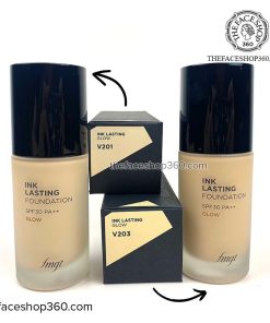 Phân loại kem nền lâu trôi hiệu ứng căng bóng da Ink Lasting Foundation Glow fmgt The Face Shop (30ml)