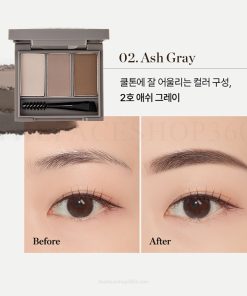 Màu 02 Bột kẻ chân mày 3 ô tự nhiên Ink Brow Powder Kit fmgt The Face Shop