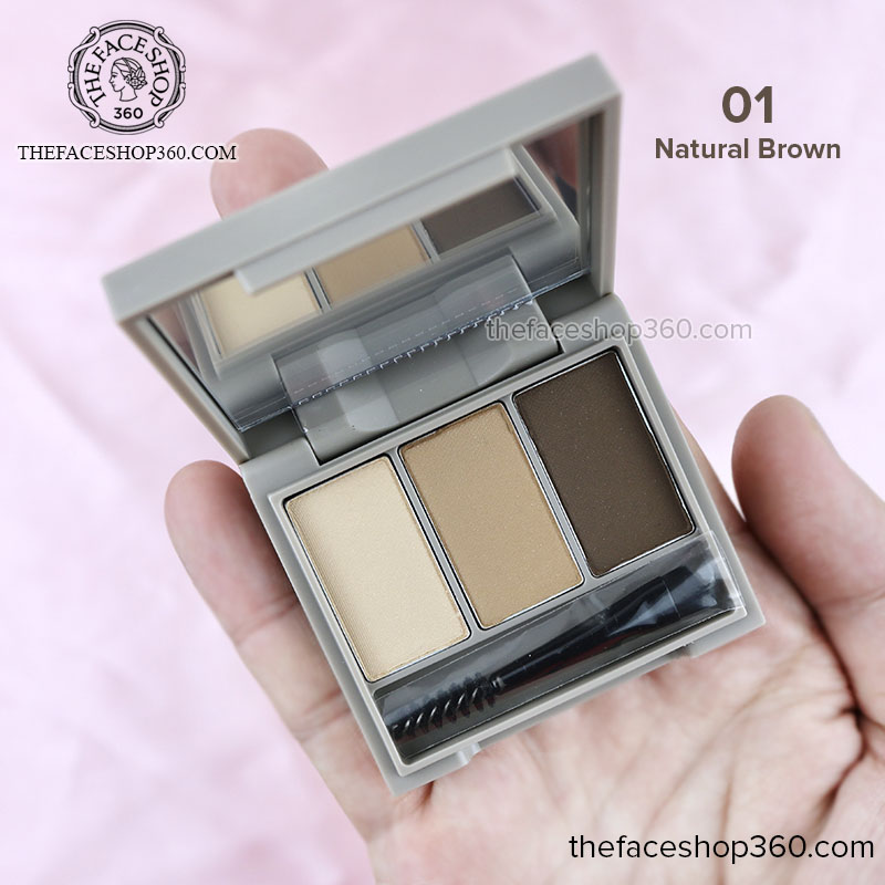 Tone 01 Natural Brown Bột kẻ mày 3 ô Ink Brow Powder Kit fmgt