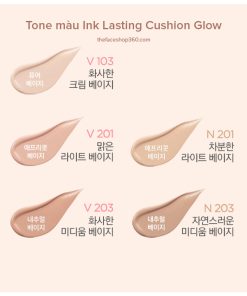 Tone màu Phấn nước lâu trôi hiệu ứng căng bóng Ink Lasting Cushion Glow fmgt
