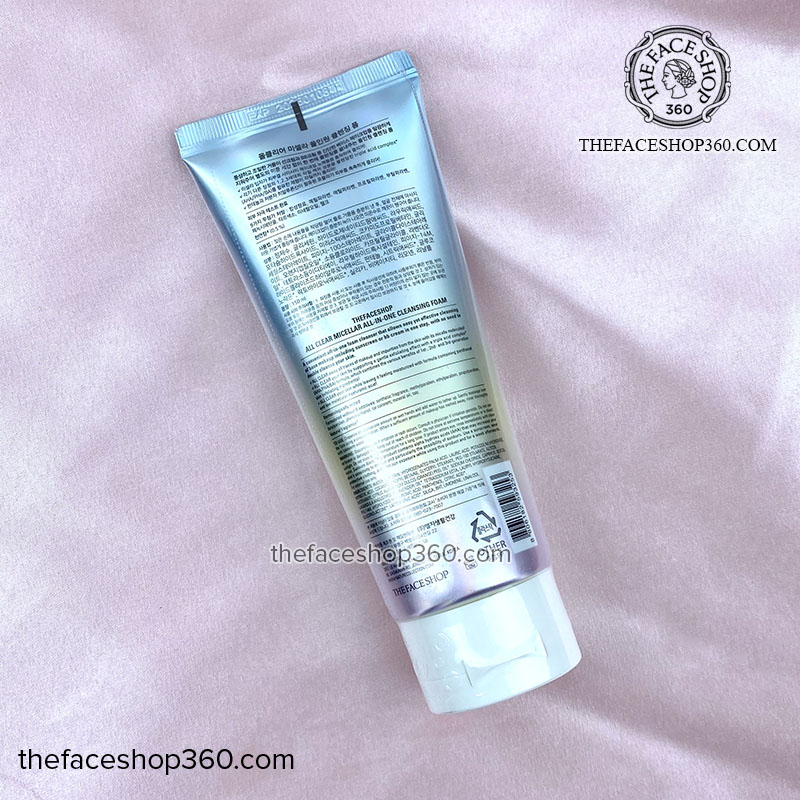 Mặt sau Sữa rửa mặt đa năng All Clear Micellar All-In-One Cleansing Foam The Face Shop 150ml
