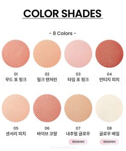 Bảng màu Phấn Má Hồng Veil Glow Blusher fgmt The Face Shop